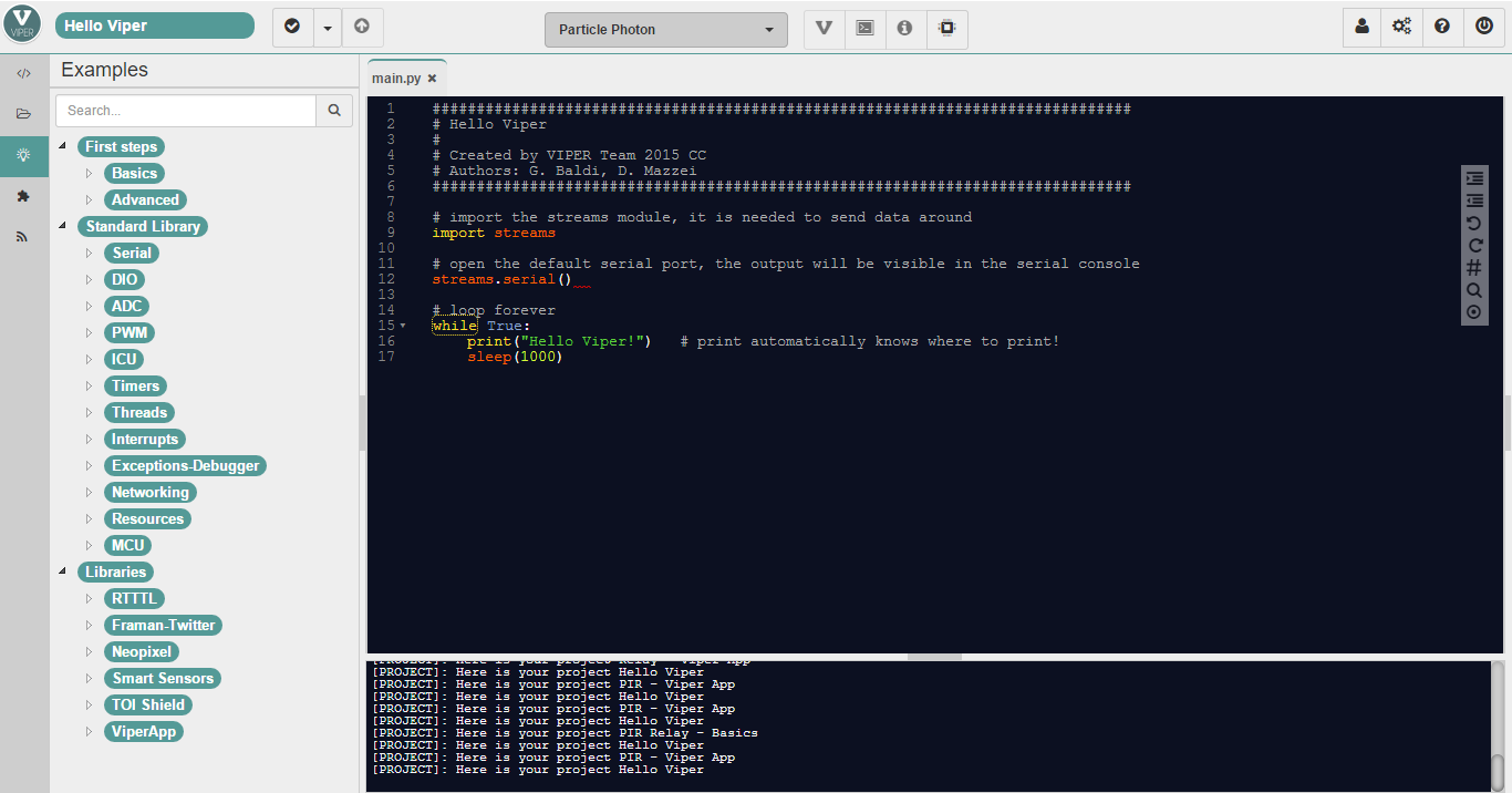 ZERYNTH IDE Examples